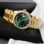 Super Clone Rolex Day-Date Bright Green Diamond Dial 128398tbr-0035 36 mm — bracelet detail
