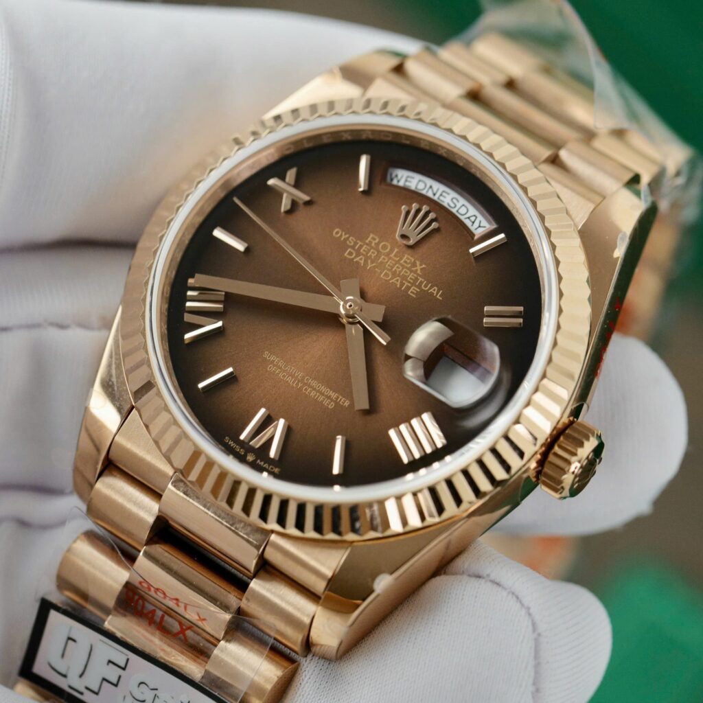 Super Clone Rolex Day-Date Brown Ombré Dial 128235-0075 36 mm — side profile