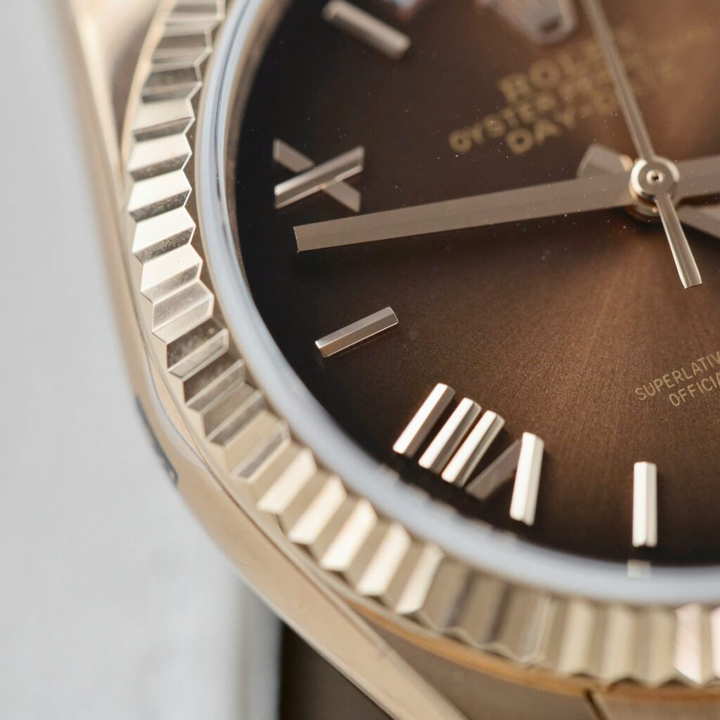Super Clone Rolex Day-Date Brown Ombré Dial 128235-0075 36 mm — movement / caseback view