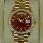 Super Clone Rolex Day-Date Carnelian Dial 128348RBR 36 mm — dial close-up
