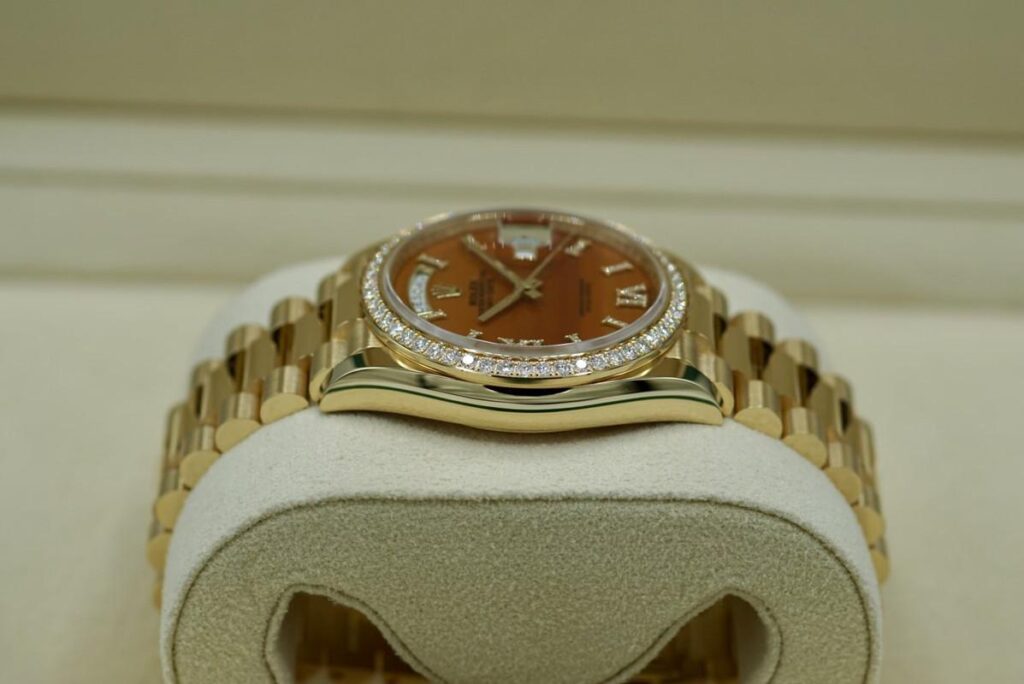 Super Clone Rolex Day-Date Carnelian Dial 128348RBR 36 mm — case and bezel