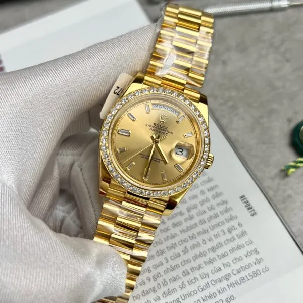 Super Clone Rolex Day-Date Champagne Dial 128398tbr-0037 36 mm — dial close-up