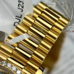 Super Clone Rolex Day-Date Champagne Dial 128398tbr-0037 36 mm — on leather display