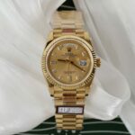 Super Clone Rolex Day-Date Champagne Diamond Dial 128238-0008 36 mm — dial close-up