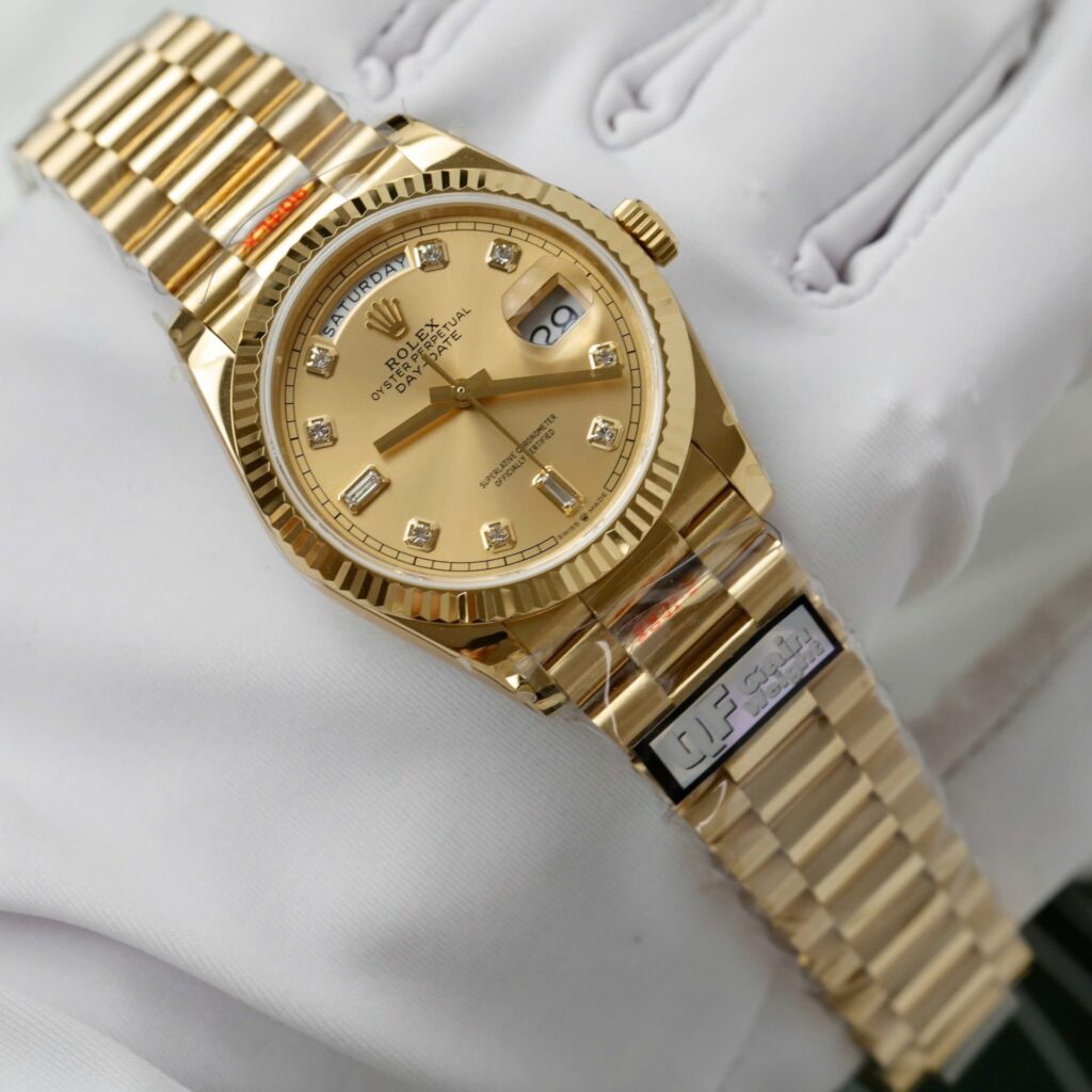 Super Clone Rolex Day-Date Champagne Diamond Dial 128238-0008 36 mm — case and bezel