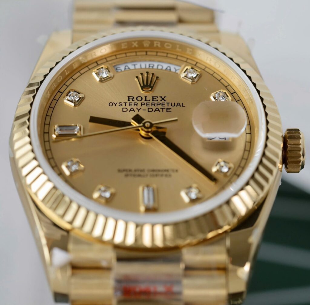 Super Clone Rolex Day-Date Champagne Diamond Dial 128238-0008 36 mm — side profile