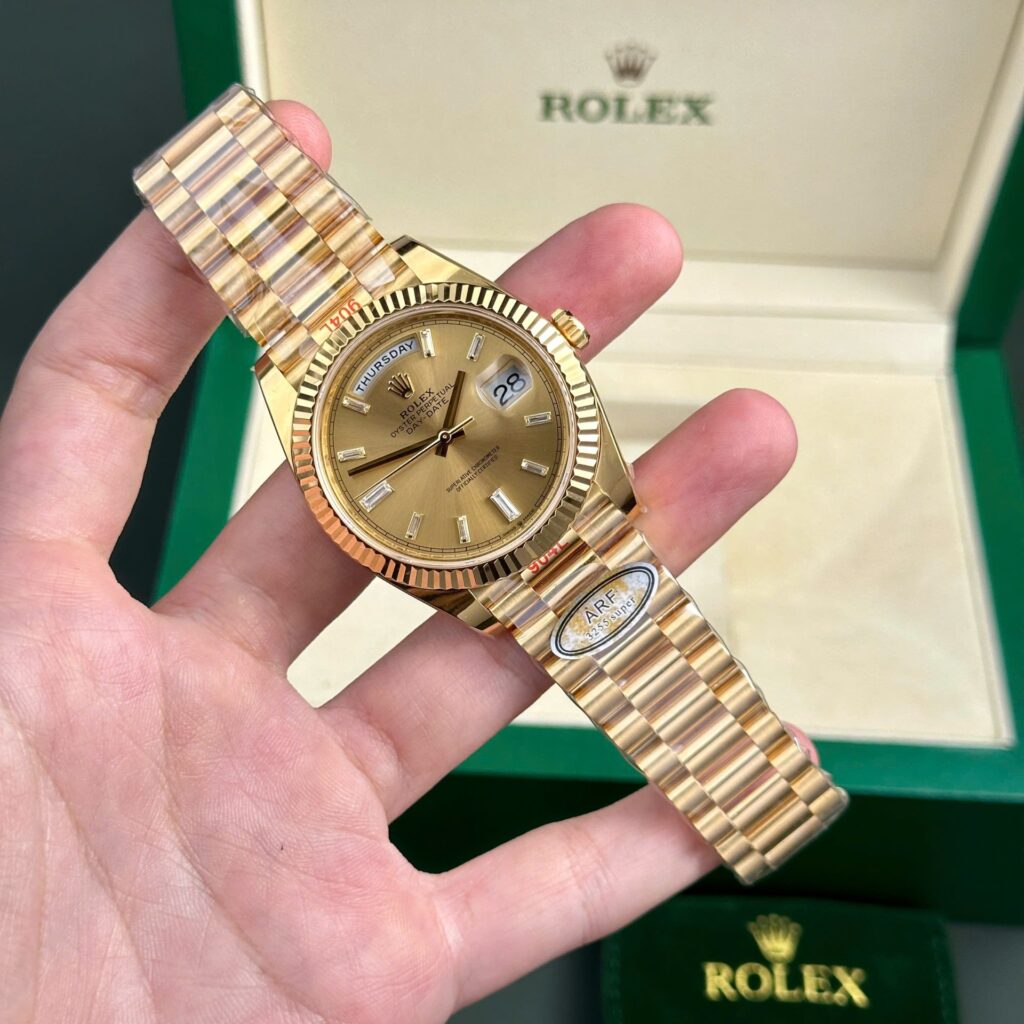 Super Clone Rolex Day-Date Champagne Diamond Dial 128238-0132 36 mm — case and bezel