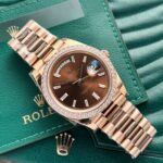 Super Clone Rolex Day-Date Chocolate Diamond Dial 228345rbr-0006 40 mm — dial close-up