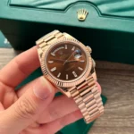 Super Clone Rolex Day-Date Chocolate Diamond Dial 228235-0003 40 mm — dial close-up