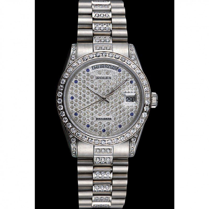 Super Clone Rolex Day-Date Diamond Dial 621612 37 mm — dial close-up