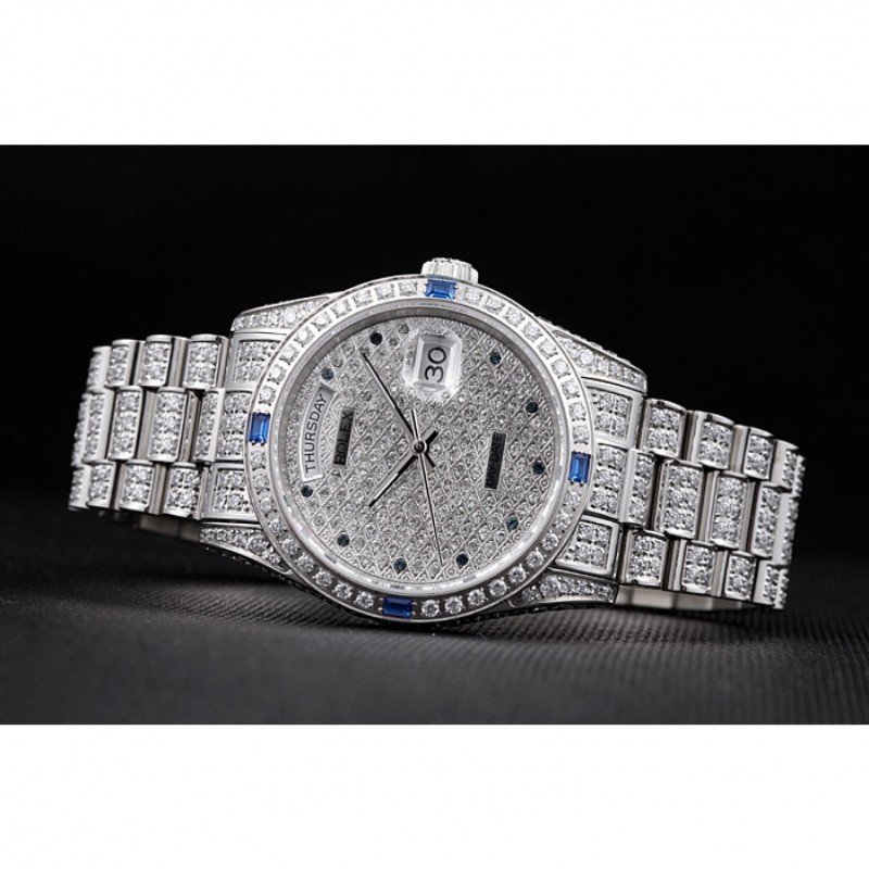 Super Clone Rolex Day-Date Diamond Dial 621613 37 mm — side profile