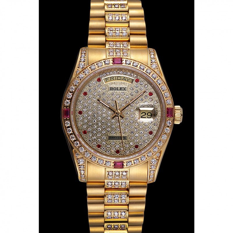 Super Clone Rolex Day-Date Diamond Dial 621614 37 mm — dial close-up