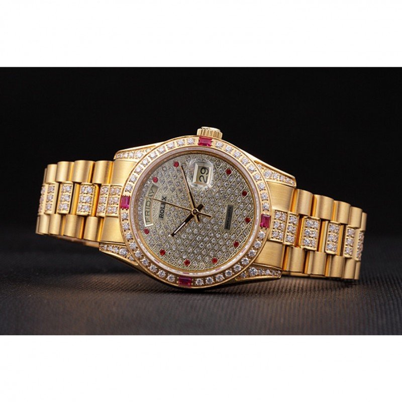 Super Clone Rolex Day-Date Diamond Dial 621614 37 mm — side profile