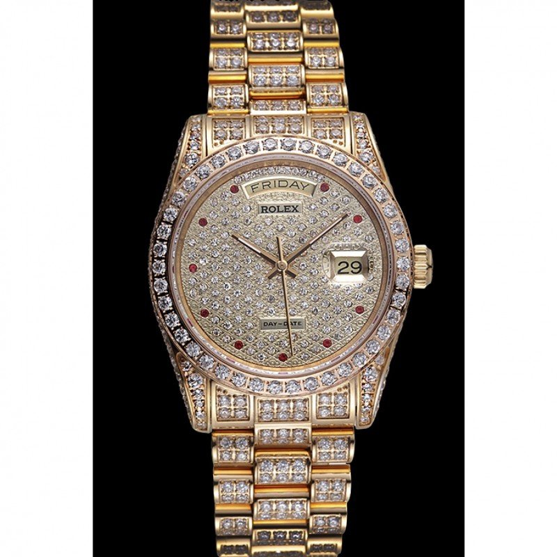 Super Clone Rolex Day-Date Diamond Dial 621615 37 mm — dial close-up