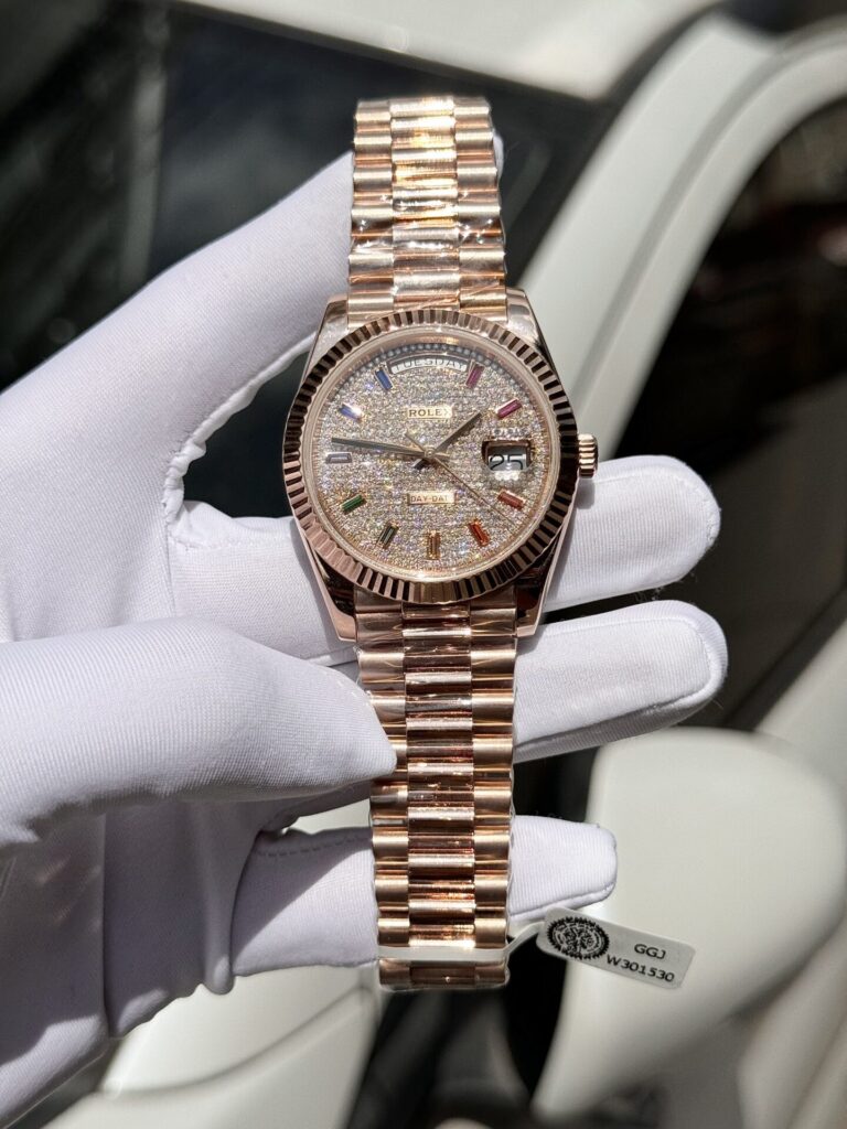 Super Clone Rolex Day-Date Diamond-Paved Dial 128235-0039 36 mm — dial close-up