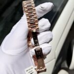 Super Clone Rolex Day-Date Diamond-Paved Dial 128235-0039 36 mm — on leather display