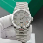 Super Clone Rolex Day-Date Diamond-Paved Dial 128239-0019 36 mm — dial close-up