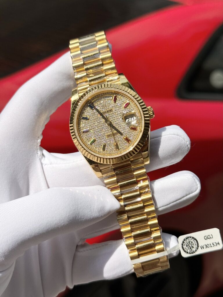 Super Clone Rolex Day-Date Diamond-Paved Dial 128238-0051 36 mm — dial close-up
