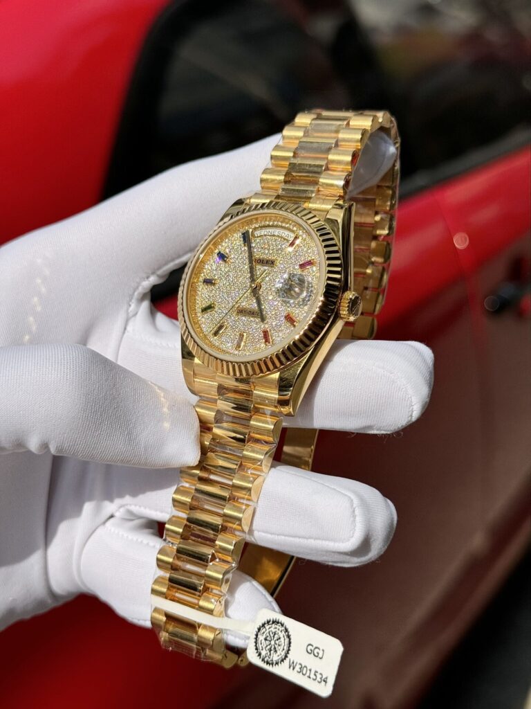 Super Clone Rolex Day-Date Diamond-Paved Dial 128238-0051 36 mm — bracelet detail