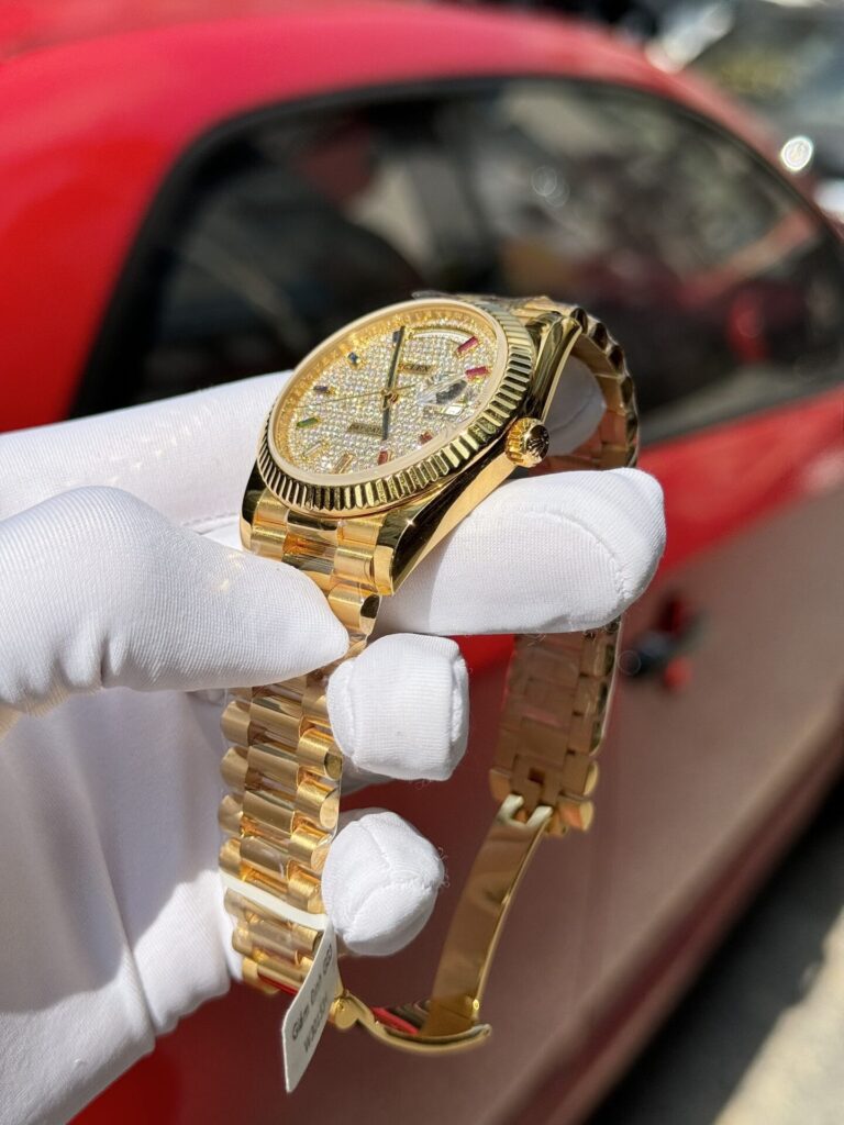 Super Clone Rolex Day-Date Diamond-Paved Dial 128238-0051 36 mm — side profile