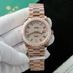 Super Clone Rolex Day-Date Diamond-Paved Dial 128345rbr-0042 36 mm — dial close-up