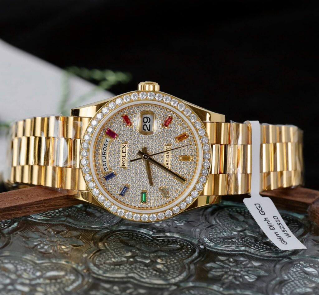 Super Clone Rolex Day-Date Diamond-Paved Dial 128348rbr-0030 36 mm — case and bezel