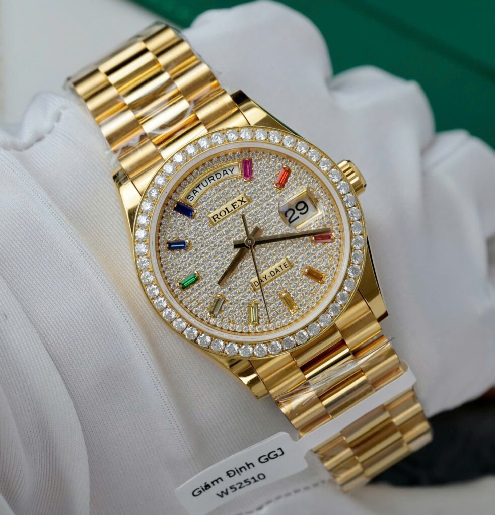 Super Clone Rolex Day-Date Diamond-Paved Dial 128348rbr-0030 36 mm — bracelet detail