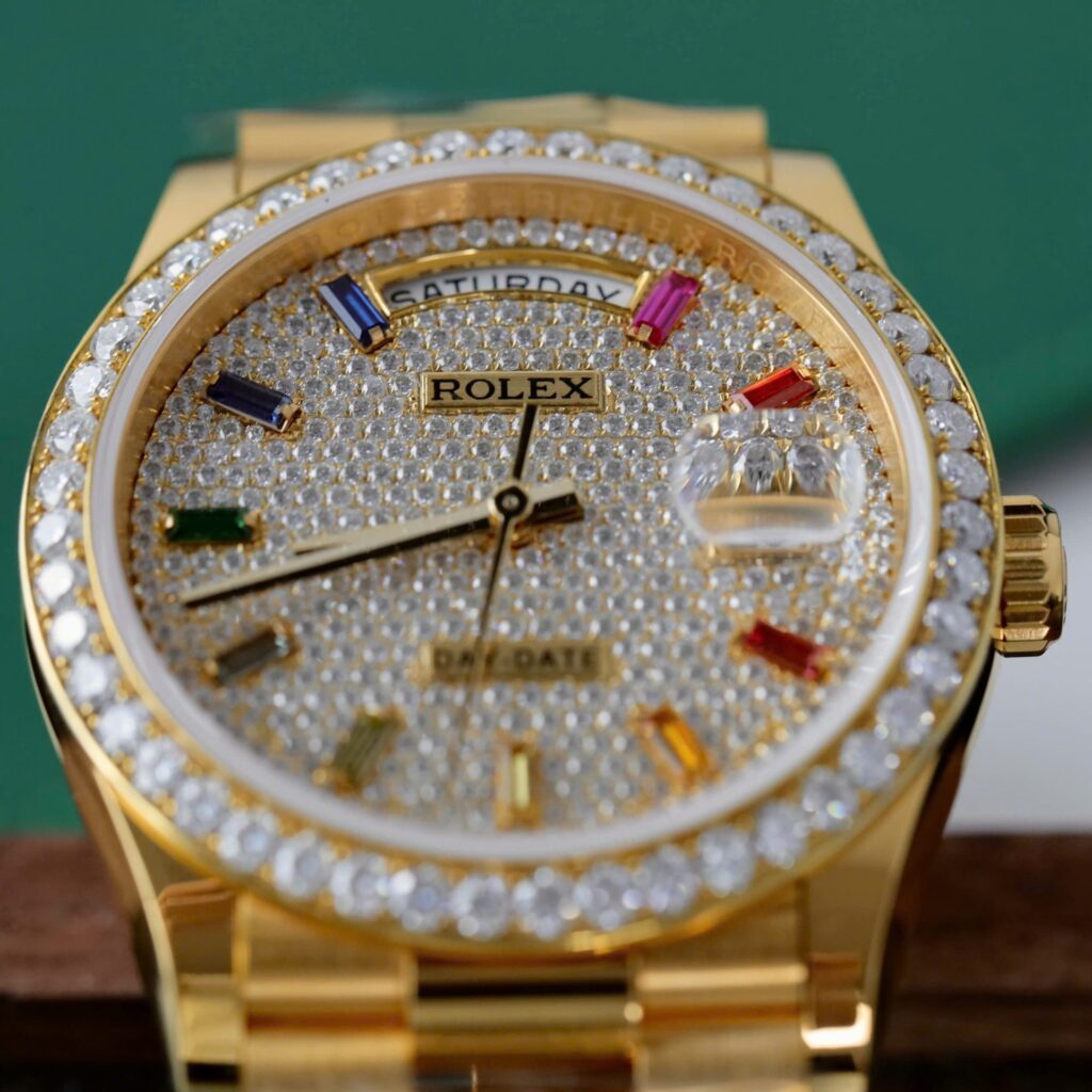 Super Clone Rolex Day-Date Diamond-Paved Dial 128348rbr-0030 36 mm — side profile