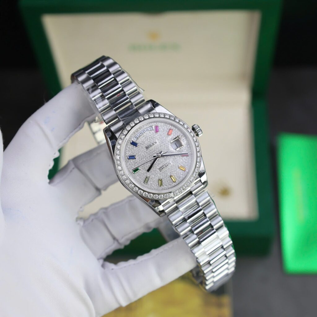 Super Clone Rolex Day-Date Diamond-Paved Dial 128349rbr-0006 36 mm — case and bezel