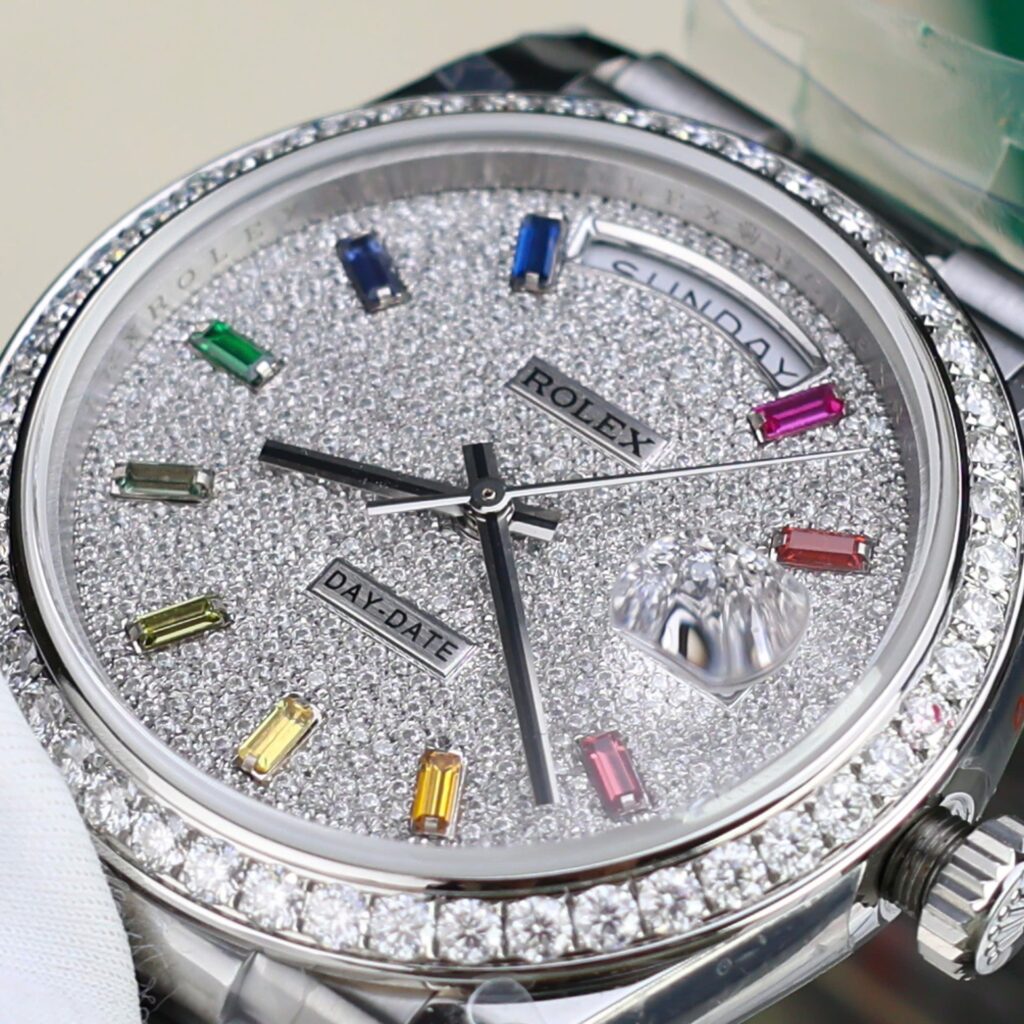 Super Clone Rolex Day-Date Diamond-Paved Dial 128349rbr-0006 36 mm — clasp and links