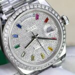 Super Clone Rolex Day-Date Diamond-Paved Dial 128349rbr-0006 36 mm — movement / caseback view