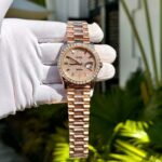Super Clone Rolex Day-Date Diamond-Paved Dial 128395tbr-0008 36 mm — dial close-up