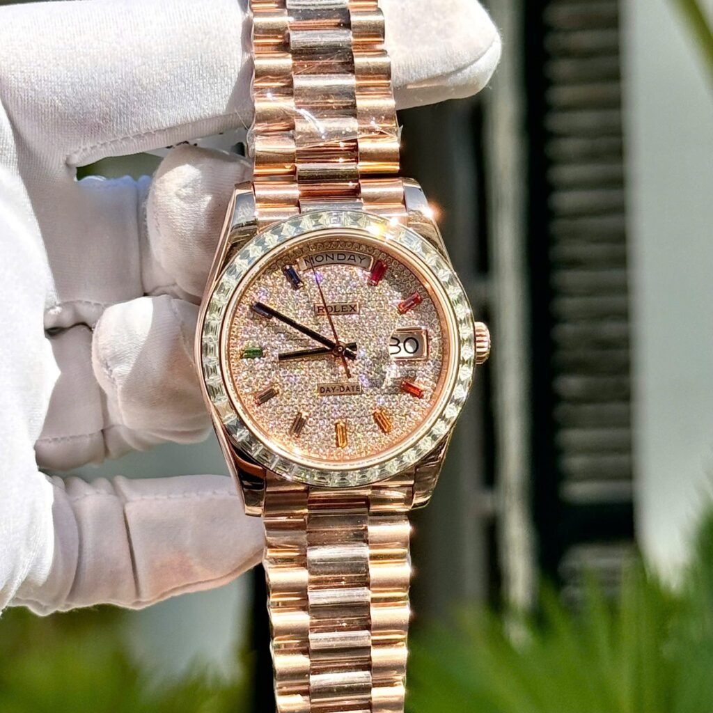 Super Clone Rolex Day-Date Diamond-Paved Dial 128395tbr-0008 36 mm — case and bezel
