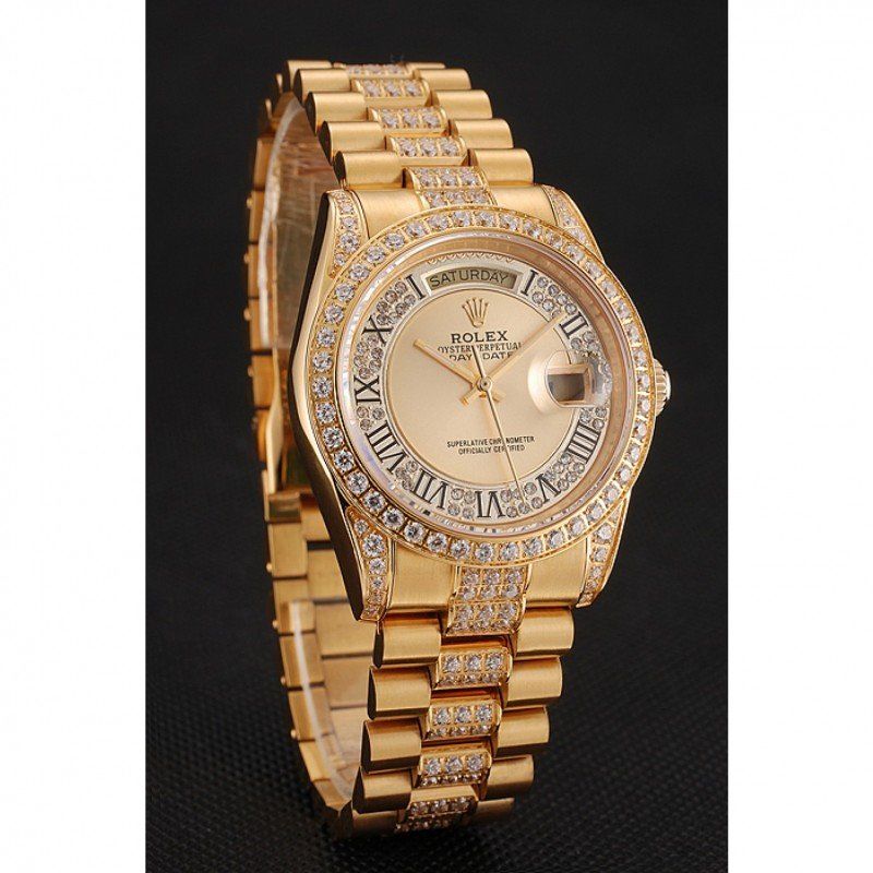Super Clone Rolex Day-Date Gold Dial 1453954 37 mm — dial close-up