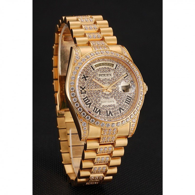 Super Clone Rolex Day-Date Gold Dial 1453956 37 mm — dial close-up
