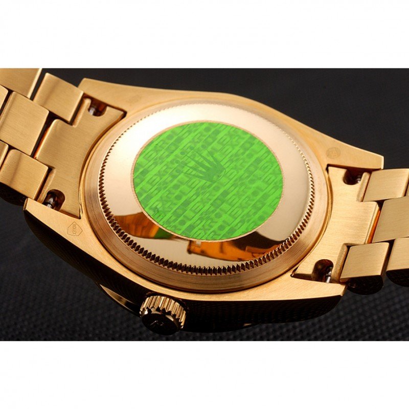 Super Clone Rolex Day-Date Gold Dial 1453956 37 mm — on leather display