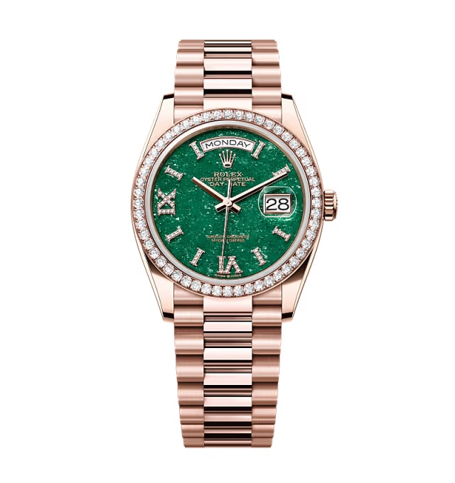 Super Clone Rolex Day-Date Green Aventurine Diamond Dial 128345rbr-0068 36 mm