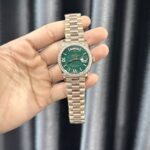 Super Clone Rolex Day-Date Green Aventurine Diamond Dial 128345rbr-0068 36 mm — case and bezel