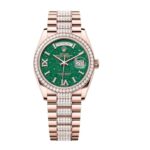 Super Clone Rolex Day-Date Green Dial 128345RBR Diamond-set 36 mm
