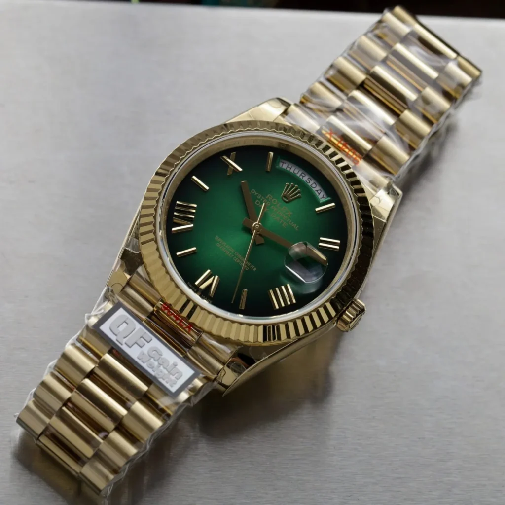 Super Clone Rolex Day-Date Green Ombré Dial 128238-0118 36 mm — case and bezel