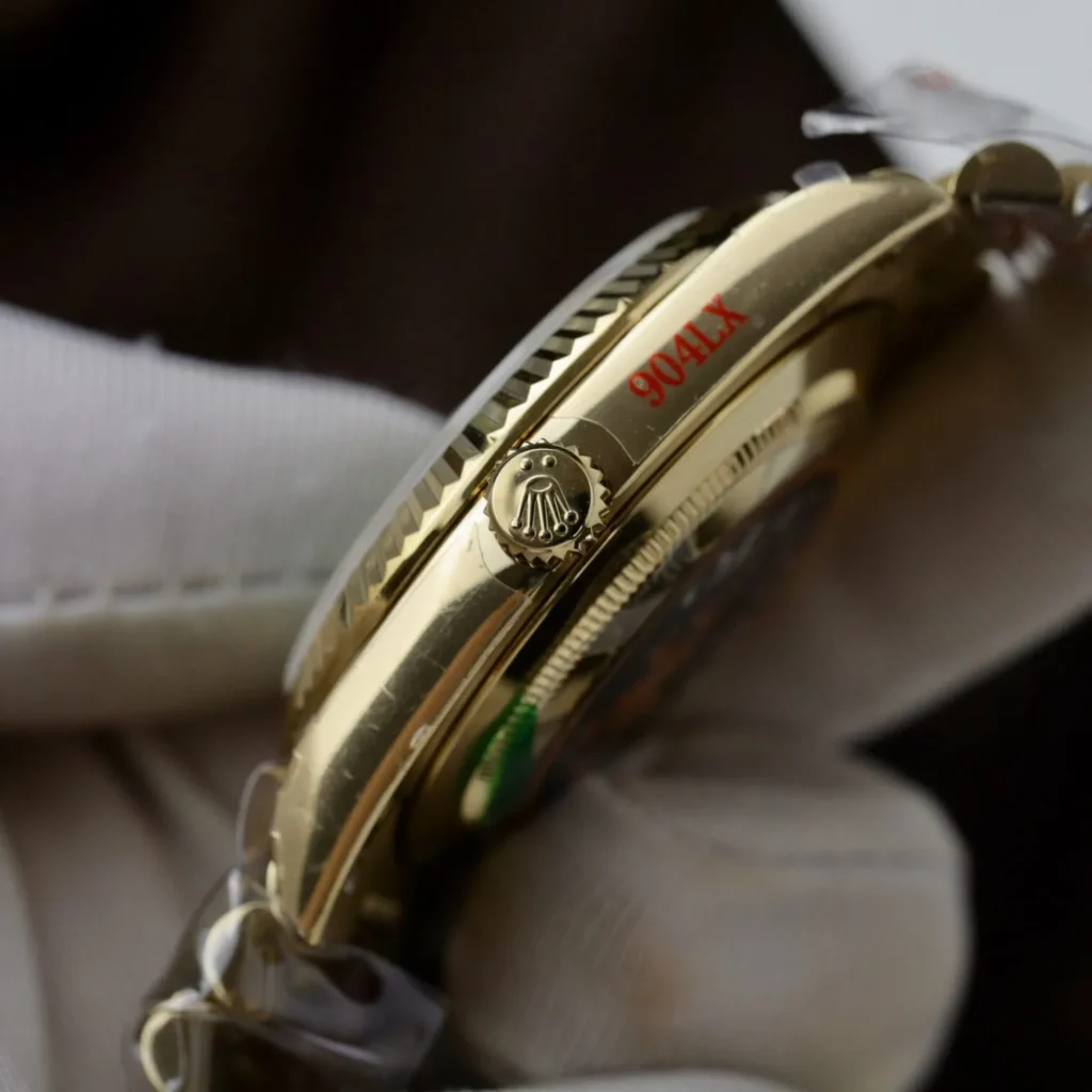 Super Clone Rolex Day-Date Green Ombré Dial 128238-0118 36 mm — on leather display