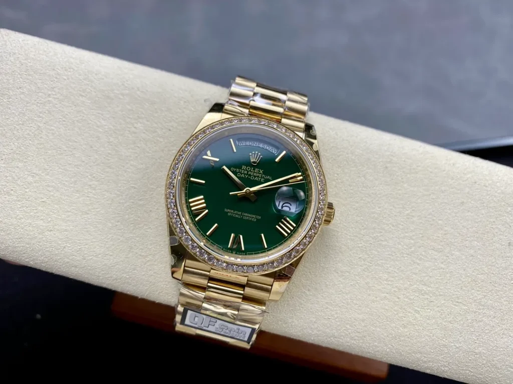 Super Clone Rolex Day-Date Green Ombré Dial 128398tbr-0028 36 mm — dial close-up