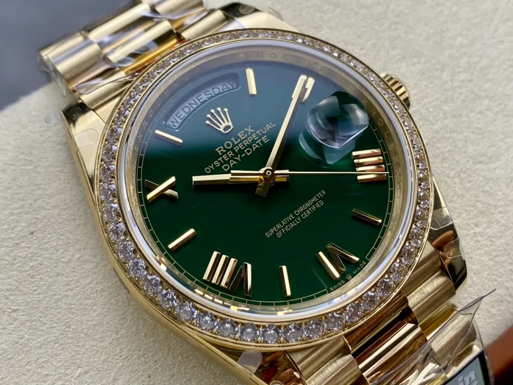 Super Clone Rolex Day-Date Green Ombré Dial 128398tbr-0028 36 mm — case and bezel
