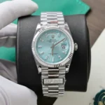 Super Clone Rolex Day-Date Ice Blue Diamond Dial 128236-0009 36 mm — dial close-up