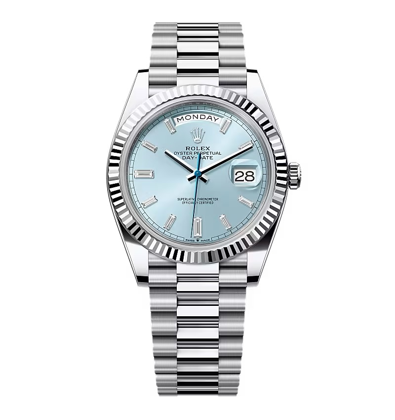 Super Clone Rolex Day-Date Ice Blue Diamond Dial 128236-0009 36 mm