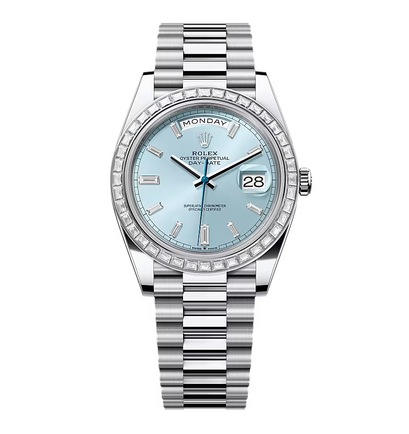 Super Clone Rolex Day-Date Ice Blue Diamond Dial 228396tbr-0002 40 mm