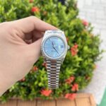Super Clone Rolex Day-Date Ice Blue Diamond Dial 228396tbr-0002 40 mm — dial close-up