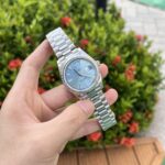 Super Clone Rolex Day-Date Ice Blue Diamond Dial 228396tbr-0002 40 mm — bracelet detail