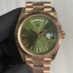 Super Clone Rolex Day-Date Olive Dial 128235 36 mm — dial close-up