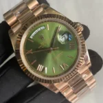 Super Clone Rolex Day-Date Olive Dial 128235 36 mm — movement / caseback view